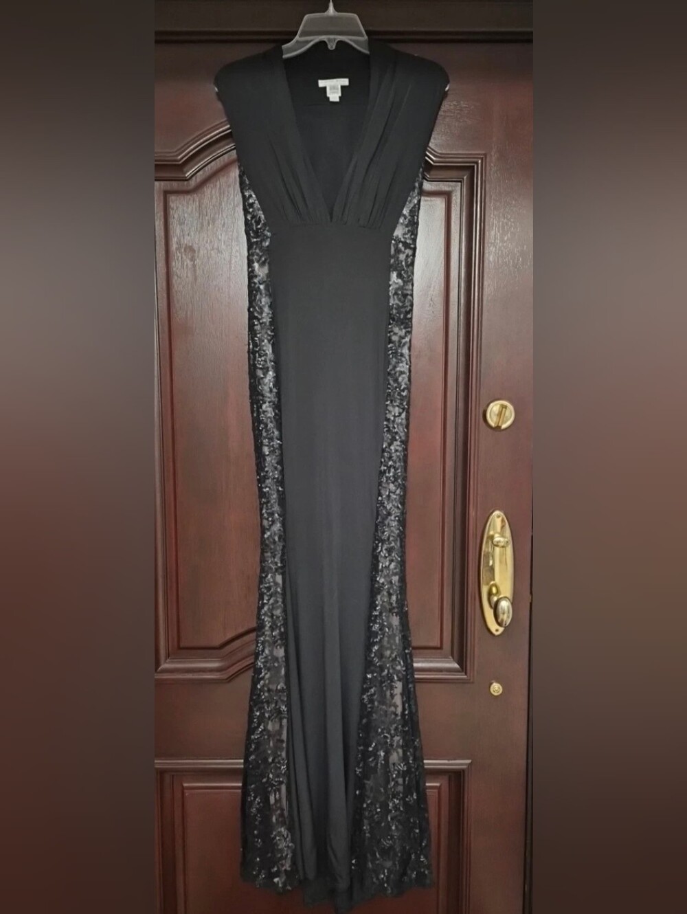 Alberto Makali Black Lace-Panel Maxi Dress-Skirt